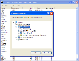 Export dialog